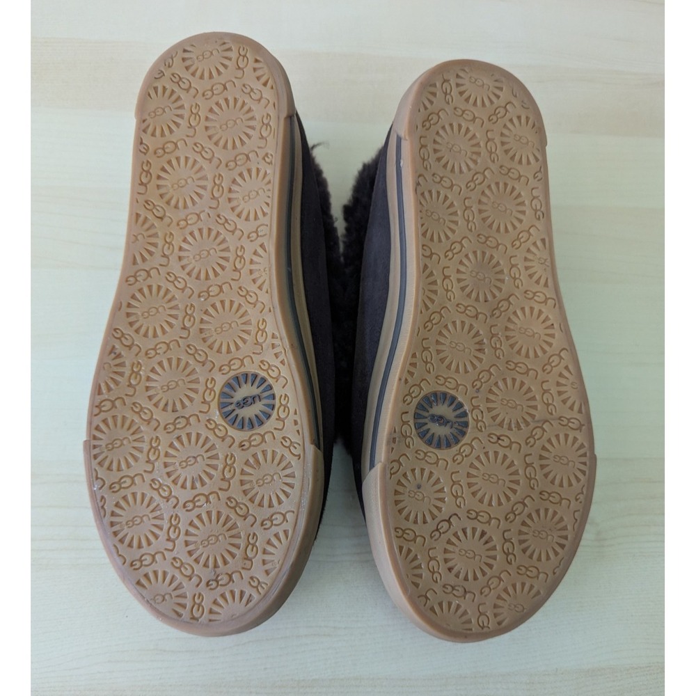 UGG Rylan Brown Skimmer Moccasin Slippers Fuzzy Hard Bottom - Picture 4 of 11